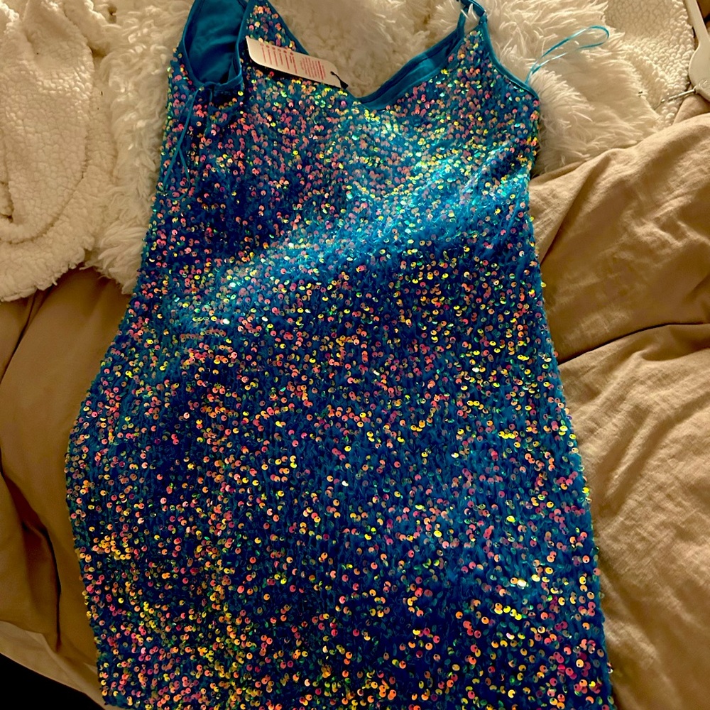 Sequin blue dress